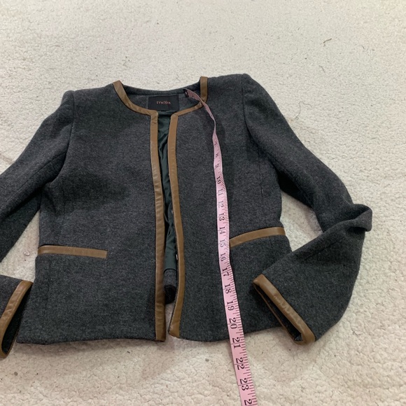 Maje wool faux leather trim jacket - Picture 2 of 6